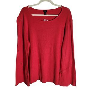 GILI G.II.L.I.‎ Studded Ribbed Sweater Women's 1X Red Modal Blend Holiday NWOT